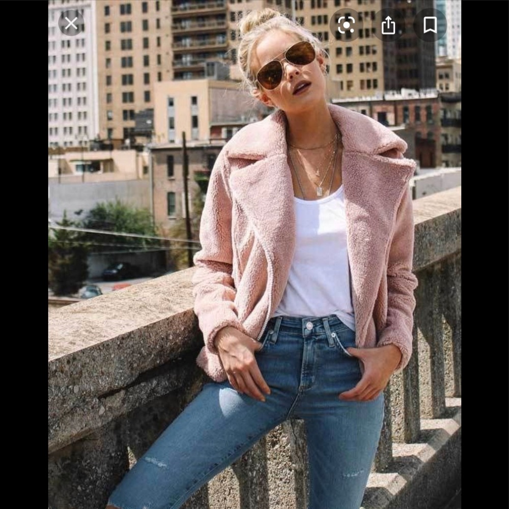 MOTHER faux fur moto jacket in size S